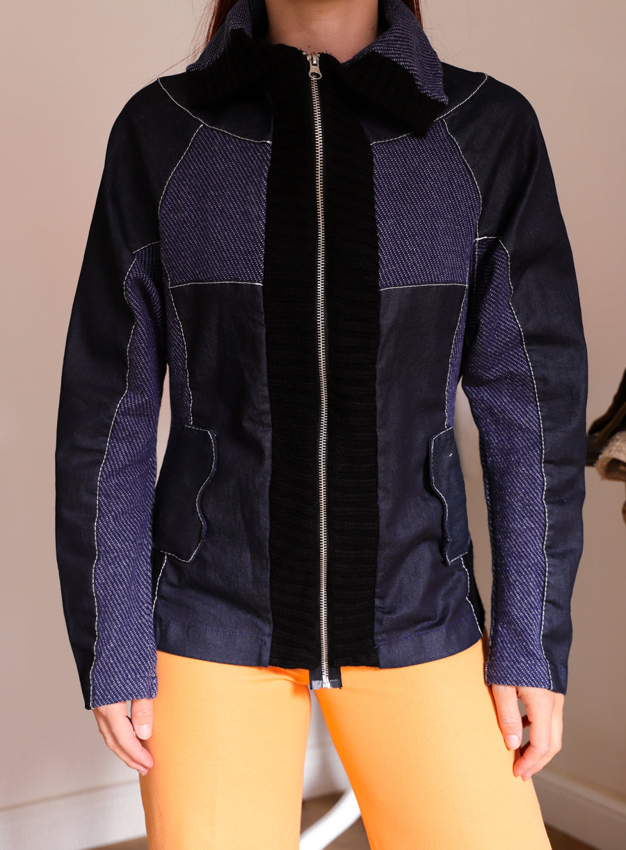 Veste denim patchwork
