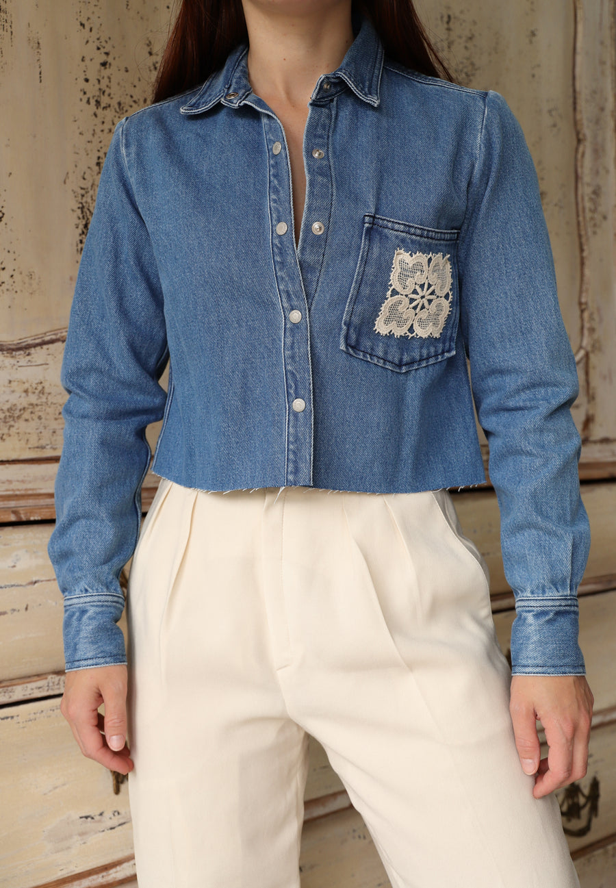 Chemise denim pression